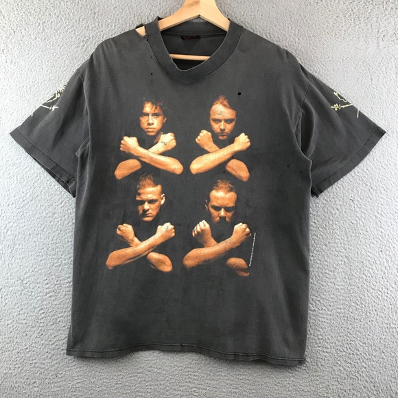 Vintage 1992 Metallica Birth School Death T Shirt Band Tee USA Made L Distressed